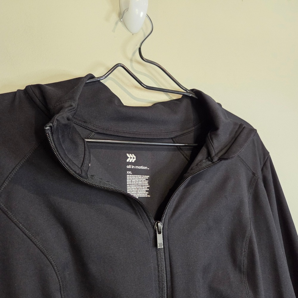 All in Motion Activewear Full Zip Jacket Womens XXL Black Yoga Gym Workout Thumb